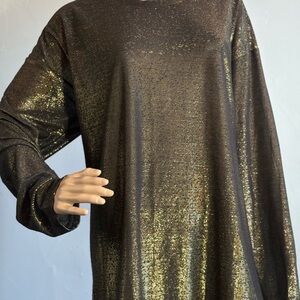 Dries Van Noten Gold Metallic Long Sleeve Top Size Large